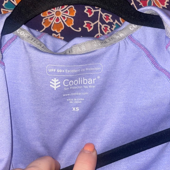 Coolibar Ladies Shirt Pullover XS Purple Pink Hood UPF 50 Thumb Holes Aqua Sun - Picture 4 of 7